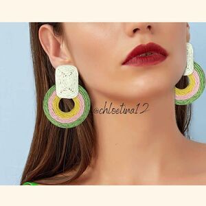 NEW Boho Braided Raffia Earrings